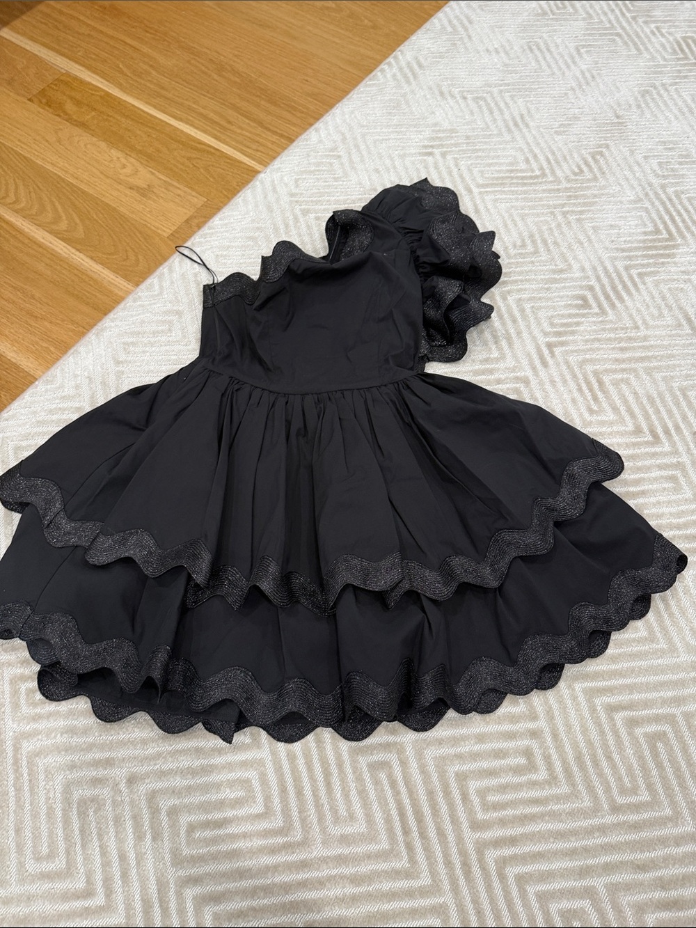 CeliaB Black One-Shoulder Ruffled Party Dress